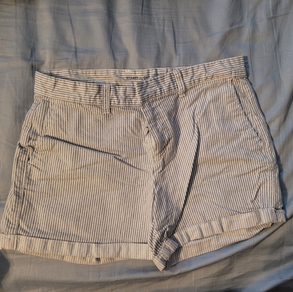 White and Blue Striped Shorts